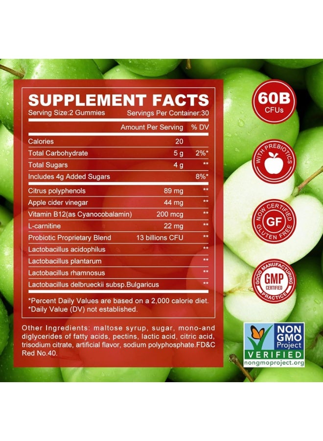 بيرنينج لوف Apple Cider Vinegar Gummies B12,60Gummies - Image 3