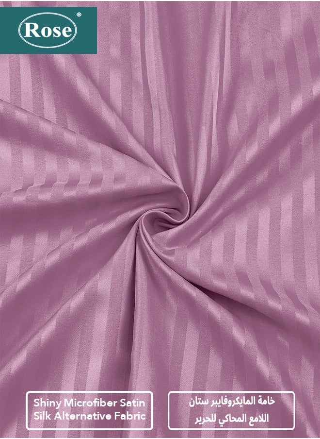 Rose - Rose Luxurious Hotel Stripe Flat Sheet & Fitted Sheet with Deep Pockets and Pillow Cases, Bed Sheet 4-Pieces Set, Soft Microfiber Breathable and Cooling, King Size, Opera Mauve - Image 1