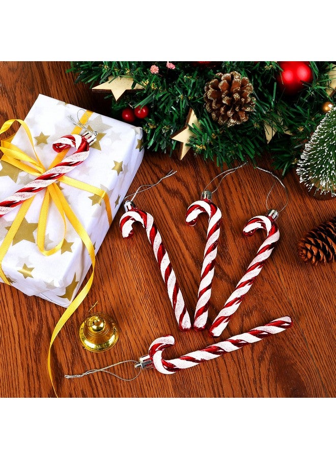 جي هول مجموعة من 12 قطعة من زينة عيد الميلاد على شكل عصا حلوى، زينة عيد الميلاد على شكل عصا حلوى حمراء وبيضاء، زينة معلقة لشجرة عيد الميلاد، لوازم حفلات العطلات، هدايا زينة - Image 3
