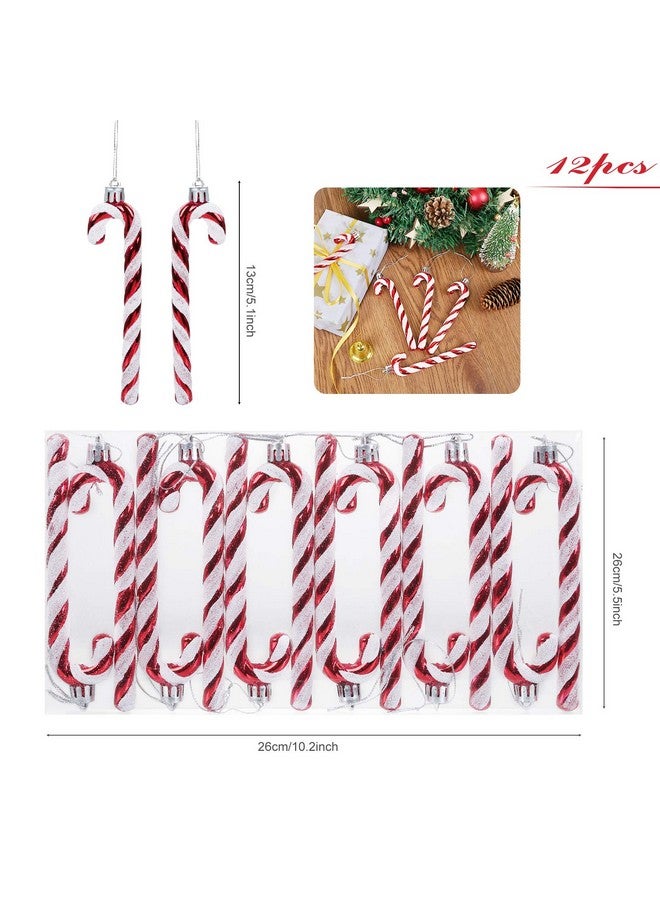 جي هول مجموعة من 12 قطعة من زينة عيد الميلاد على شكل عصا حلوى، زينة عيد الميلاد على شكل عصا حلوى حمراء وبيضاء، زينة معلقة لشجرة عيد الميلاد، لوازم حفلات العطلات، هدايا زينة - Image 2