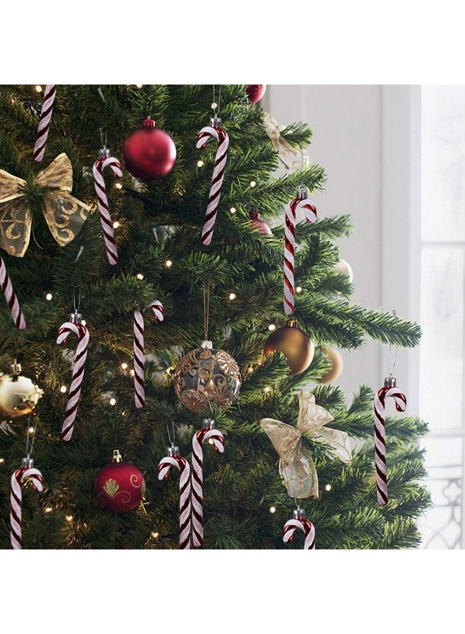 جي هول مجموعة من 12 قطعة من زينة عيد الميلاد على شكل عصا حلوى، زينة عيد الميلاد على شكل عصا حلوى حمراء وبيضاء، زينة معلقة لشجرة عيد الميلاد، لوازم حفلات العطلات، هدايا زينة - Image 4