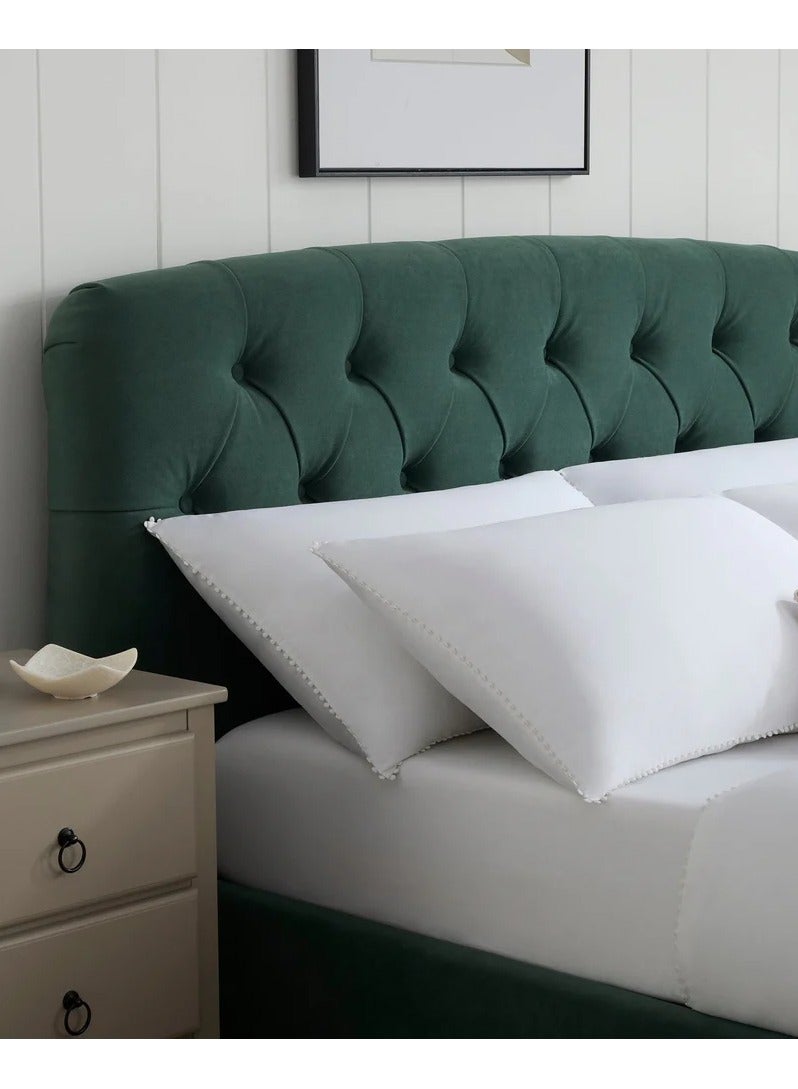 ملاذ هاوس سرير مبطن بأزرار - MZBDN01-GRN-120 سم - مصنوع من قماش ناعم مع لوح رأس مبطن بأزرار - 120 سم - الأبعاد: ارتفاع 120 سم × طول 195 سم - طول 195 سم × ارتفاع 120 سم × عرض 120 سم - Image 3