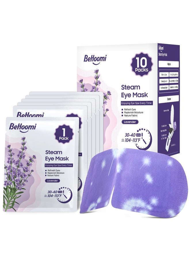 BeHoomi Steam Eye Mask, 10 Packs Heated Eye Mask, Self Heating Disposable SPA Warm Compress for Eyes Sleep Mask, Travel Essentials & Relaxation Gifts, Stocking Stuffers (Lavender Scent) - Image 1