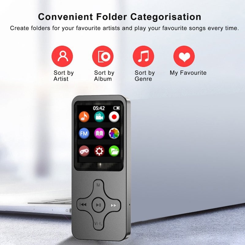 Mp3 Mp4 Player with BT4.0 Digital Screen with Speaker Portable HiFi Sound Student Player Walkman Player Digital Music Player with FM Radio Recorder E-book - Image 4