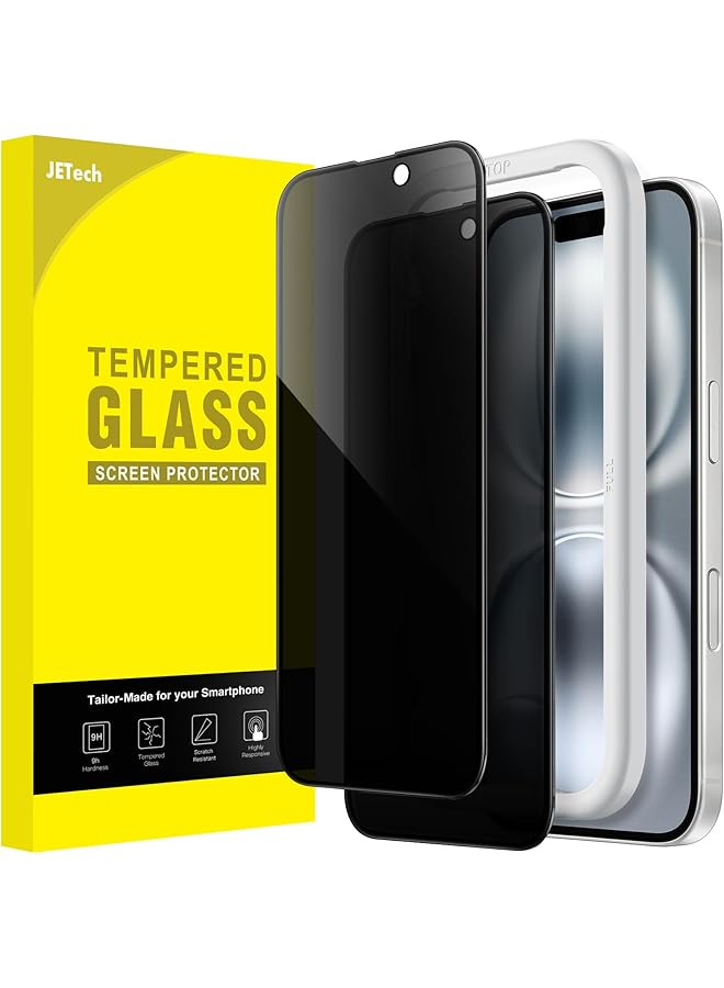 Jetech Privacy Full Coverage Screen Protector For Iphone 16 6.1 Inch Black Edge Anti Spy Tempered Glass Film With Easy Installation Tool Case Friendly 2 Pack - Image 1