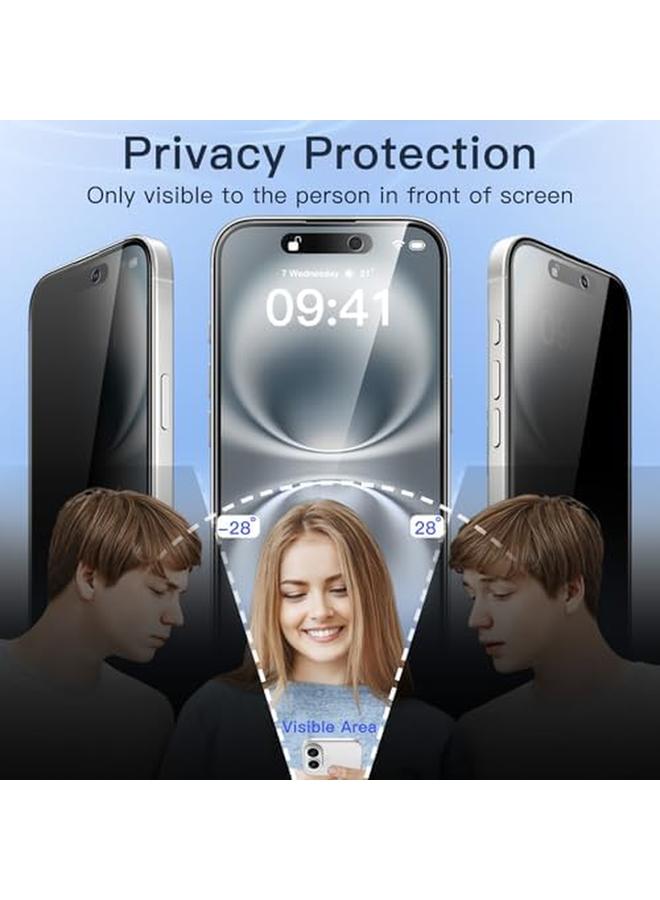 Jetech Privacy Full Coverage Screen Protector For Iphone 16 6.1 Inch Black Edge Anti Spy Tempered Glass Film With Easy Installation Tool Case Friendly 2 Pack - Image 3