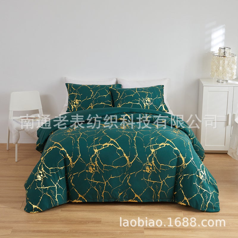 Supply Home Textile Bedding Bronzing Marble Lightning Pattern Three-Piece Set - Image 5