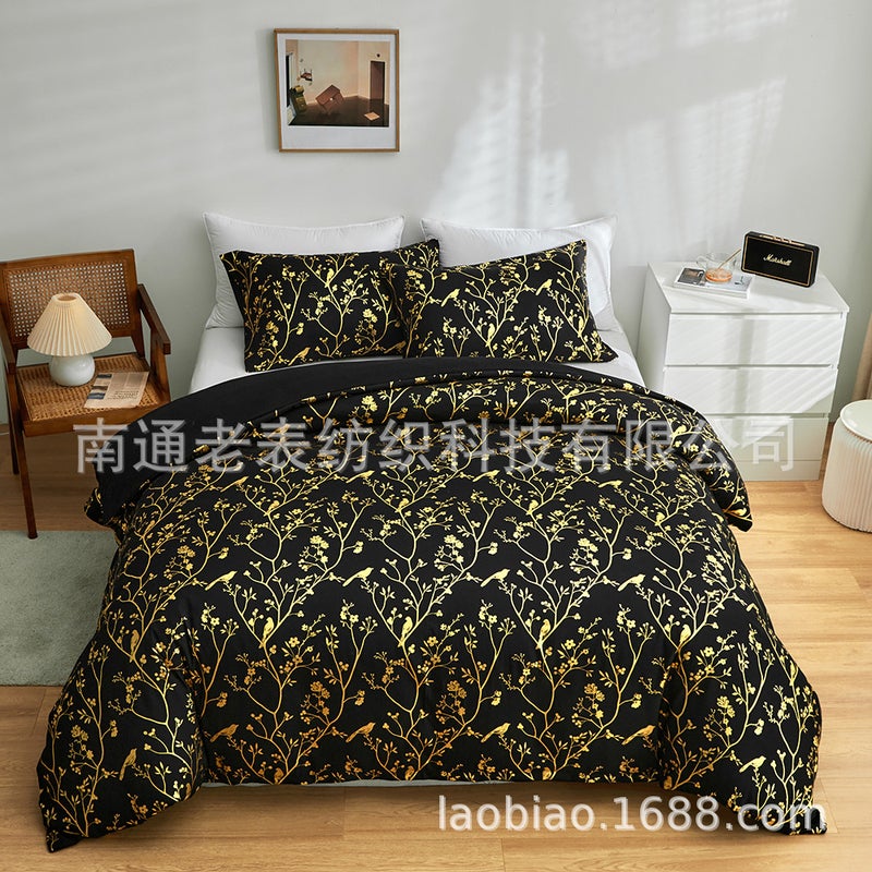Supply Home Textile Bedding Bronzing Marble Lightning Pattern Three-Piece Set - Image 1