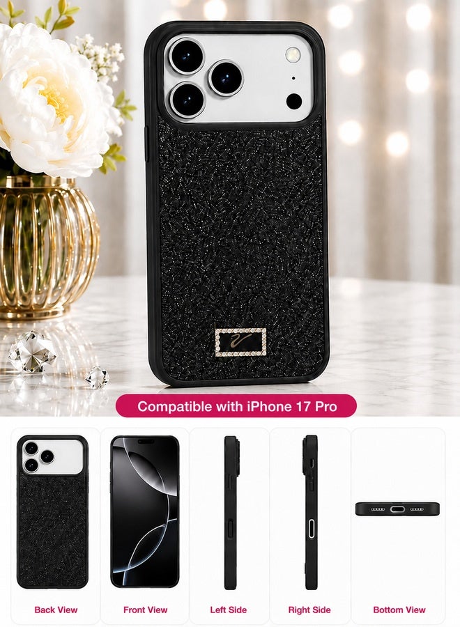 VR CREATIVE Luxury Sparkling Crystal Rhinestone Protective Phone Case Cover for Apple iPhone 17 Pro – Black - Image 2