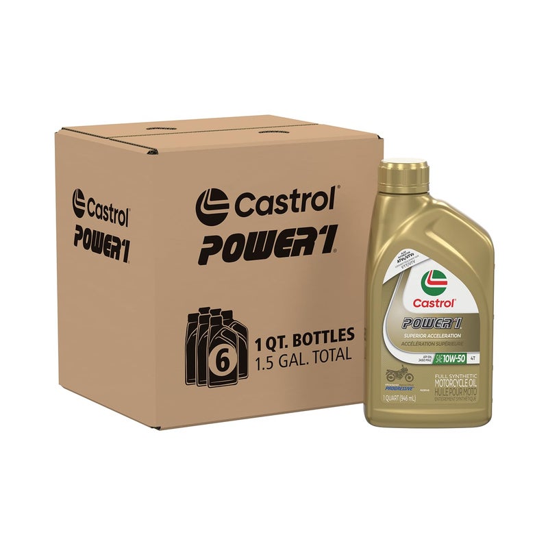 Castrol Power1 4T 10W-50 Full Synthetic Motorcycle Oil, 1 Quart, Pack of 6 - Image 5