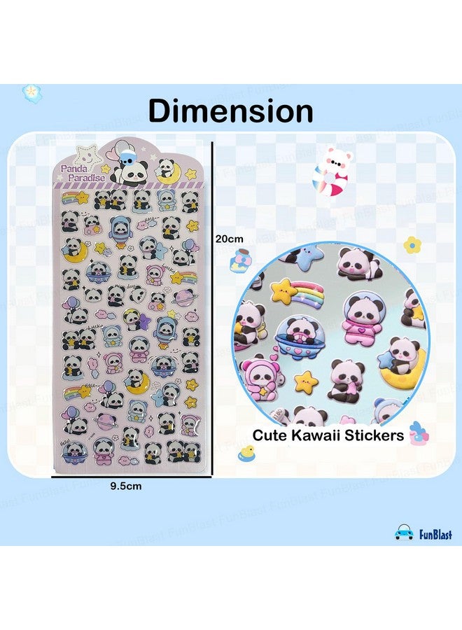 FunBlast Panda Theme Kawaii Stickers Set - 2 Sheets, 100+ Stickers for Kids, 3D Stickers for Girls, Aesthetic Sticker, Cute Stickers, Craft Stickers, Self-Adhesive Stickers (Pink-Purple) - Image 3