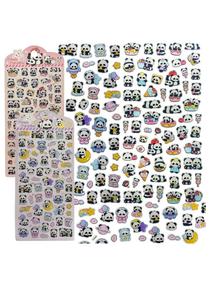 FunBlast Panda Theme Kawaii Stickers Set - 2 Sheets, 100+ Stickers for Kids, 3D Stickers for Girls, Aesthetic Sticker, Cute Stickers, Craft Stickers, Self-Adhesive Stickers (Pink-Purple) - Image 1