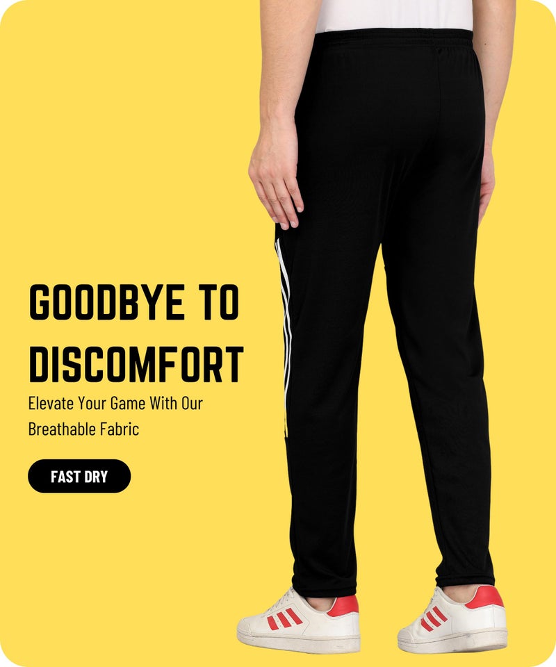 SWADESI STUFF Athletic Track Pants for Men with Zipper Pockets | Stylish Regular Fit Mid Rise Stretchable Joggers (in, Alpha, Large, Regular, Black) - Image 4