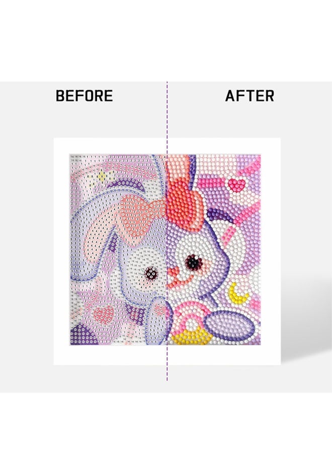 مجموعة أدوات رسم الماس الكرتونية للأطفال مع إطار - مجموعة أدوات رسم الماس الكرتونية للأطفال، فنون الأحجار الكريمة اللطيفة للأطفال من سن 4 إلى 12 عامًا، مجموعات أحجار الكريستال سهلة الصنع للأطفال والبنات والأولاد كهدية - Image 3