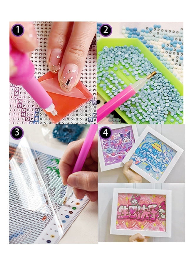 مجموعة أدوات رسم الماس الكرتونية للأطفال مع إطار - مجموعة أدوات رسم الماس الكرتونية للأطفال، فنون الأحجار الكريمة اللطيفة للأطفال من سن 4 إلى 12 عامًا، مجموعات أحجار الكريستال سهلة الصنع للأطفال والبنات والأولاد كهدية - Image 4