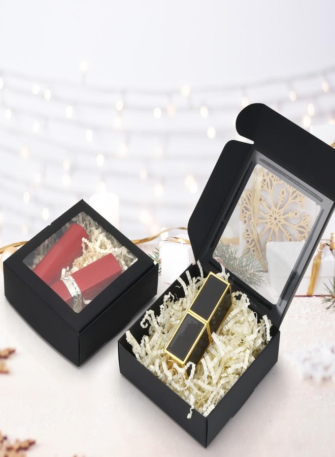 FARQAN 23 Pack Kraft Paper Boxes with Window 4.13 x 4.13 x 1.18 Inch Candy Packaging, Small Gift Boxes, Soap holder, Mini Treat Packaging for Bakery Chocolate Jewelry Display(Black) - Image 5