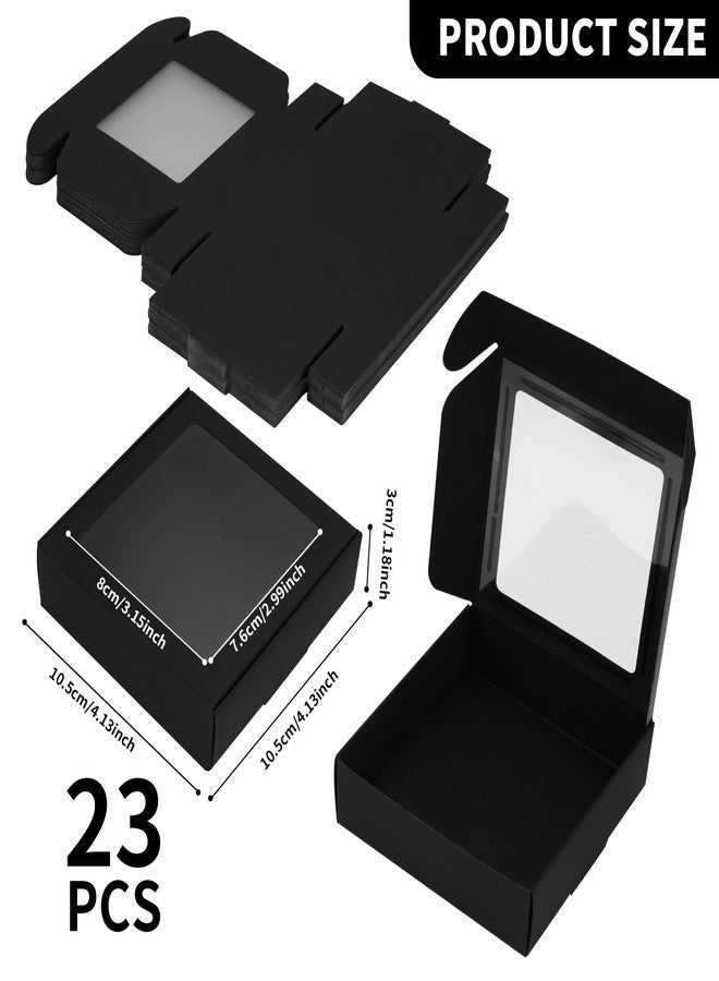 FARQAN 23 Pack Kraft Paper Boxes with Window 4.13 x 4.13 x 1.18 Inch Candy Packaging, Small Gift Boxes, Soap holder, Mini Treat Packaging for Bakery Chocolate Jewelry Display(Black) - Image 2