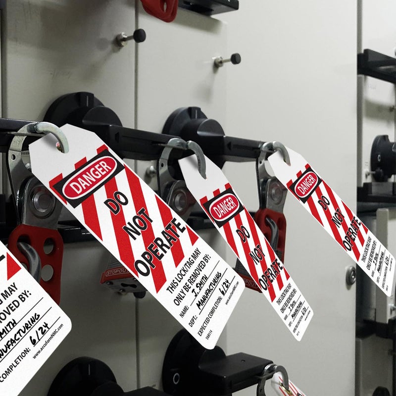 أكيوفورم Accuformnmc 100 علامة قفل By-The-Roll خطر لا تعمل بنا، علامات متوافقة مع Osha مقاومة للماء Pf-Cardstock تقاوم التمزق 6.25 بوصة × 3 بوصة Tar114 - Image 5