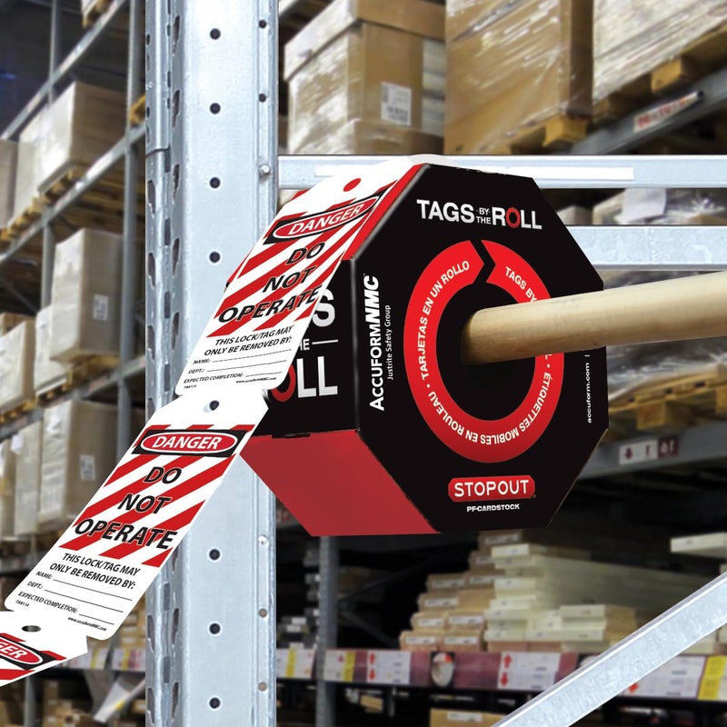 أكيوفورم Accuformnmc 100 علامة قفل By-The-Roll خطر لا تعمل بنا، علامات متوافقة مع Osha مقاومة للماء Pf-Cardstock تقاوم التمزق 6.25 بوصة × 3 بوصة Tar114 - Image 4