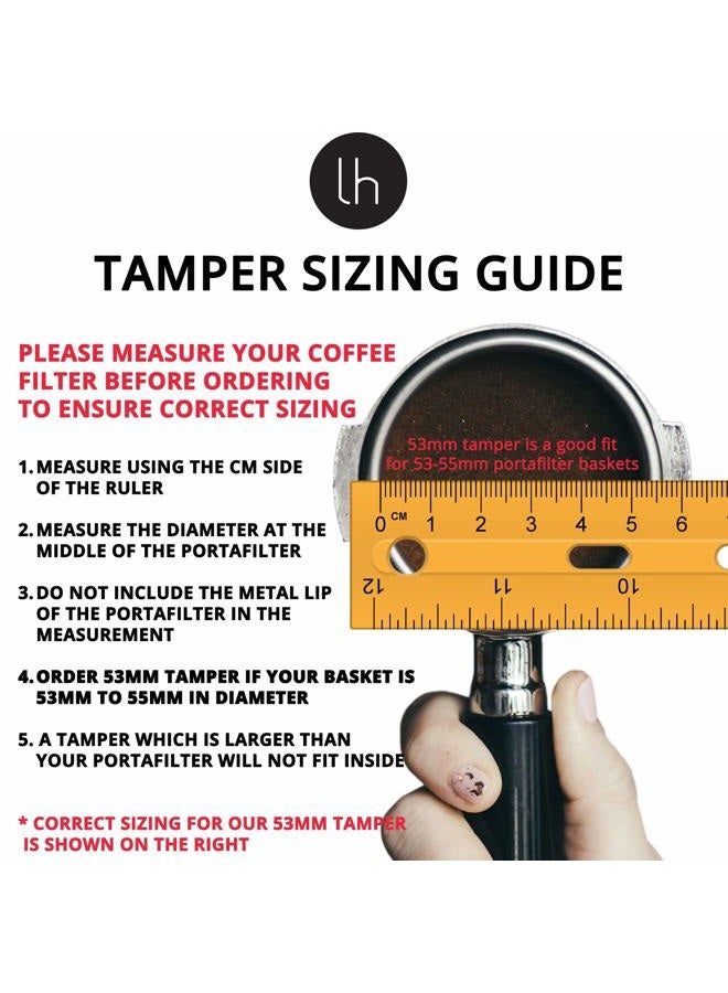 LuxHaus 53mm Calibrated Espresso Tamper - Coffee Tamper with Spring Loaded Flat Stainless Steel Base - Image 4