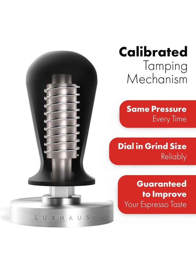 LuxHaus 53mm Calibrated Espresso Tamper - Coffee Tamper with Spring Loaded Flat Stainless Steel Base - Image 3