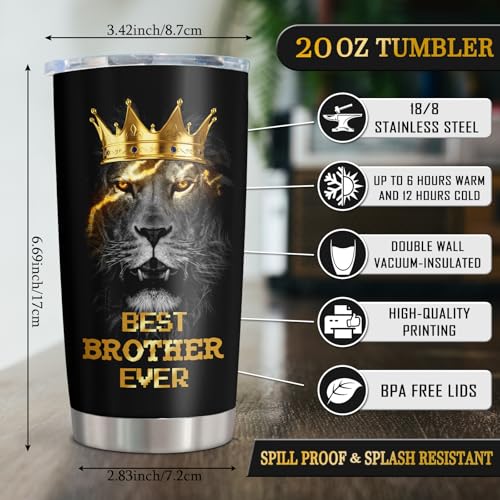 Muilzon Best Gifts for Brother, Fathers Day/Christmas/Birthday Gift for Brothers Adult Tumblers 20oz, Big Brother Gifts from Sister Coffee Mug, Funny Gift for Older/Little Brothers Cup - Image 2