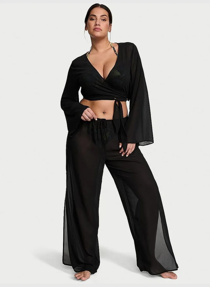 Victoria's Secret Sheer Crinkle Wide-Leg Pants