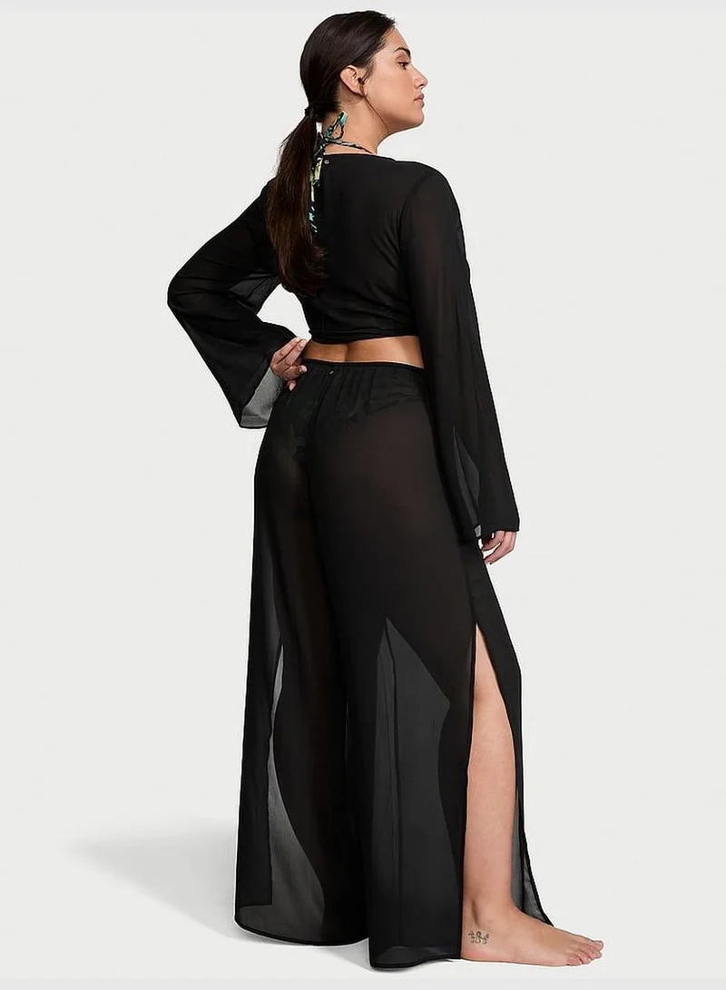 Victoria's Secret Sheer Crinkle Wide-Leg Pants