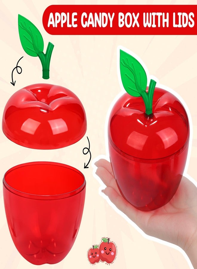 Aneco 12 Pack Apple Container Teacher Appreciation Gift Candy Box Valentine Wedding Party Toy Large Filled Plastic Bobbing Apple Candy Jars with Lids Back to School Party Supplies, Red, Green, Yellow - Image 3