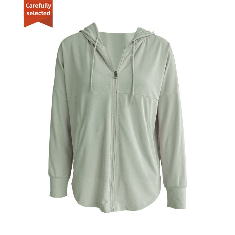 Ningbo Durable Sun-Proof Yoga Hoodie for Women mineral gray green 