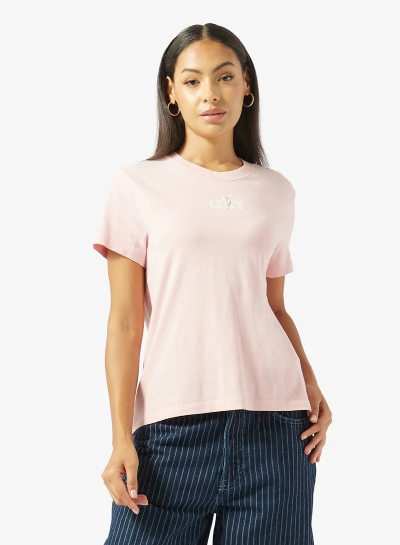 ليفايز تي شيرت بياقة دائرية برسومات