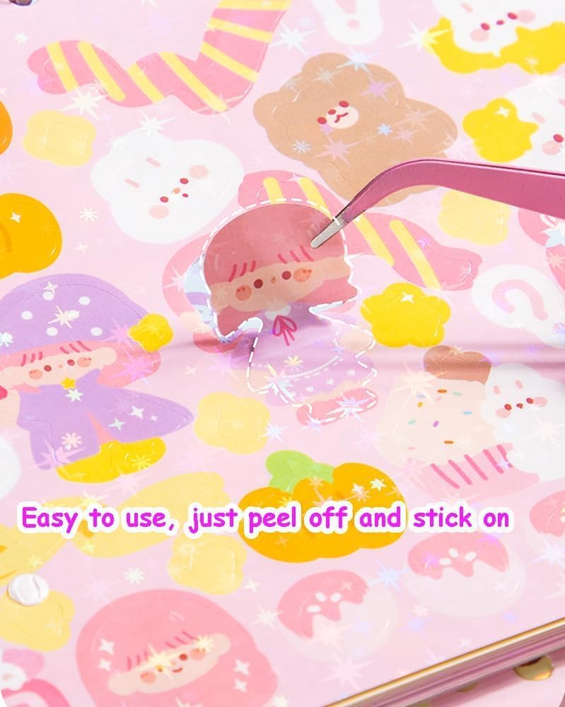 FAMOUS QUALITY Kawaii Stickers Book – 50 Sheets/4000 Stickers, Cartoon Theme Sticker for Girls, Cute Washi Sticker for Project, Japanese Style Decorative Sticker, Self-Adhesive (Maruko & Friends) - Image 3