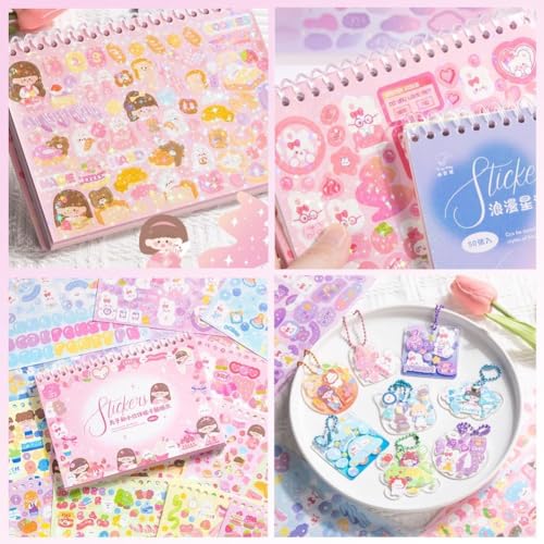FAMOUS QUALITY Kawaii Stickers Book – 50 Sheets/4000 Stickers, Cartoon Theme Sticker for Girls, Cute Washi Sticker for Project, Japanese Style Decorative Sticker, Self-Adhesive (Maruko & Friends) - Image 2
