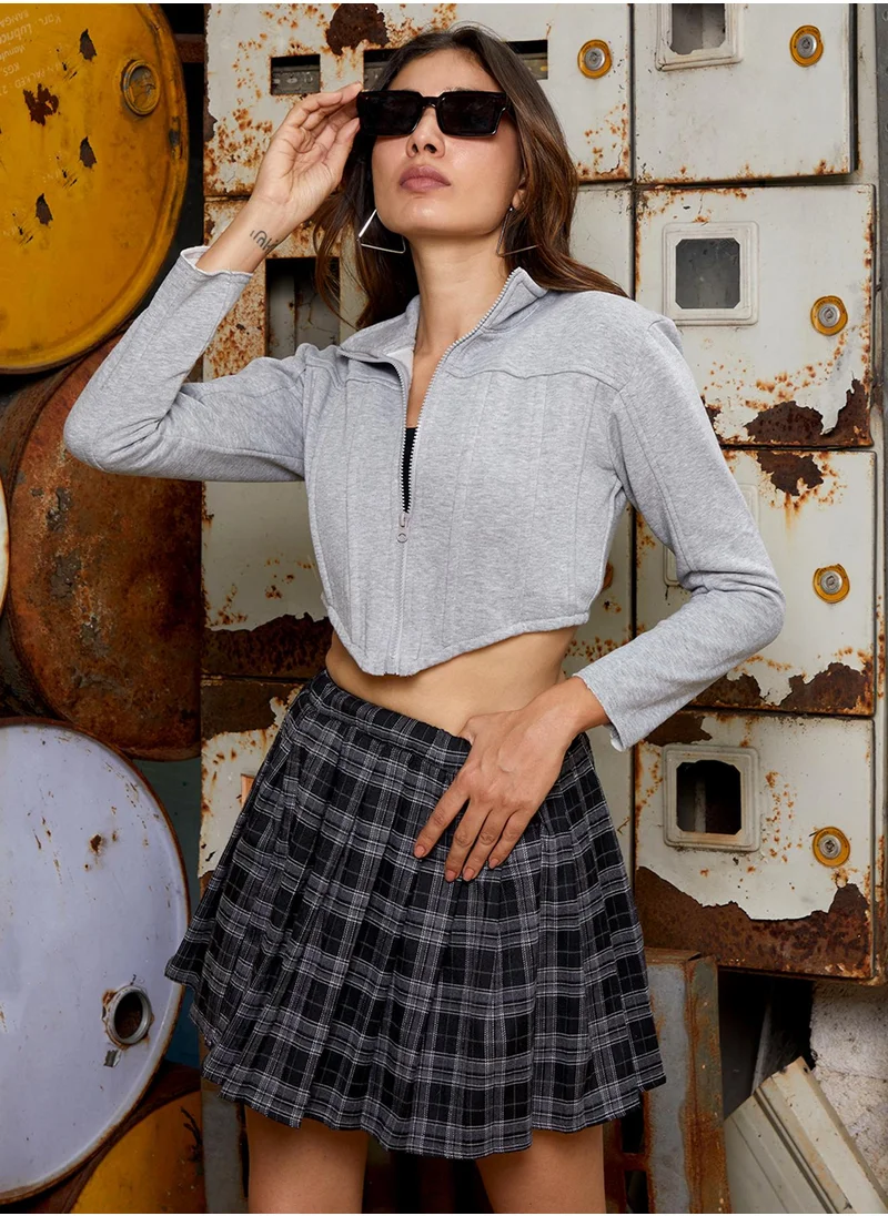 كامبوس سوترا Women's Light Grey Zip-Front Corset Hoodie