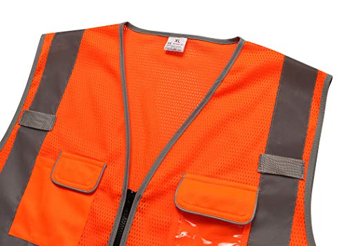 LOHASPRO Safety Vest High Visibility - Mesh Reflective Vest with Pockets for Men & Women - ANSI/ISEA Standards(Large, Orange 01) - Image 3