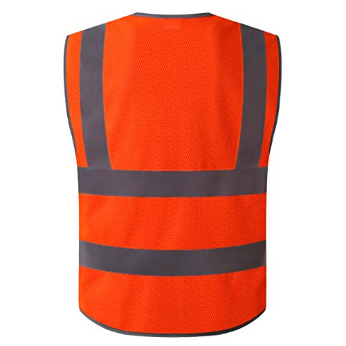 LOHASPRO Safety Vest High Visibility - Mesh Reflective Vest with Pockets for Men & Women - ANSI/ISEA Standards(Large, Orange 01) - Image 2