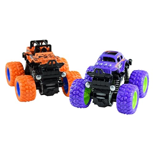 VGRASSP Mini Monster Trucks Friction Powered 360 Degree Stunt Cars for Kids - Push and Go Toddler Toys Inertia Car Toys (Stunt Car Pack of 2) - Image 1