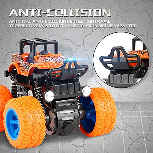 VGRASSP Mini Monster Trucks Friction Powered 360 Degree Stunt Cars for Kids - Push and Go Toddler Toys Inertia Car Toys (Stunt Car Pack of 2) - Image 4