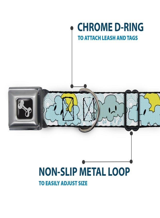 Buckle Down Dog Collar Seatbelt Buckle Cloudy Skies Rain Clouds White Blues 13 to 18 Inches 1.5 Inch Wide - Image 5