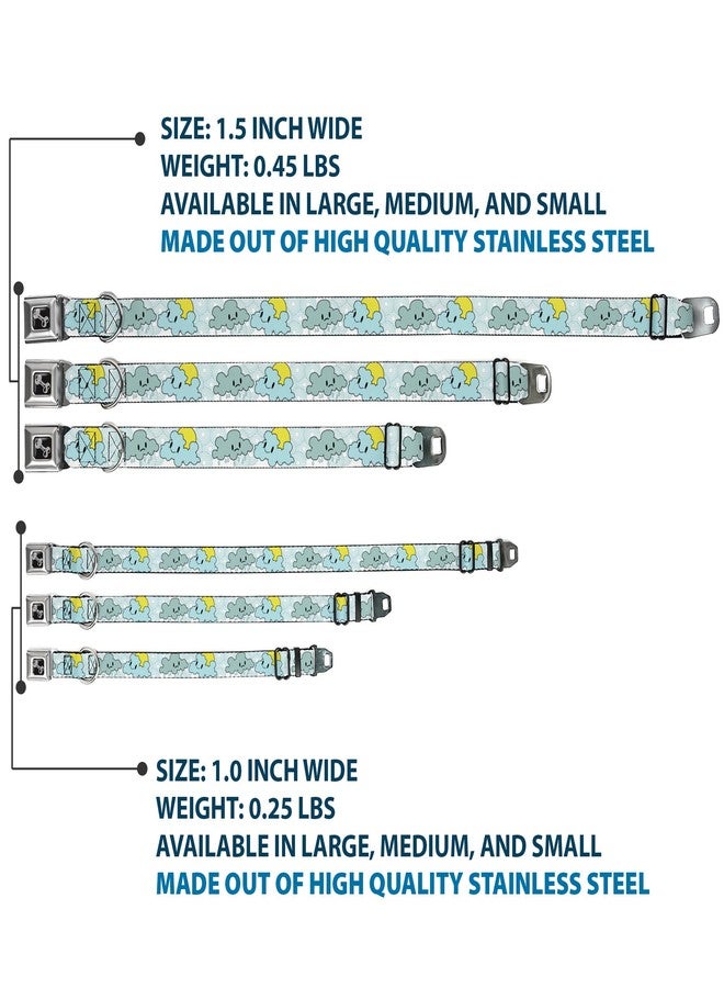Buckle Down Dog Collar Seatbelt Buckle Cloudy Skies Rain Clouds White Blues 13 to 18 Inches 1.5 Inch Wide - Image 3