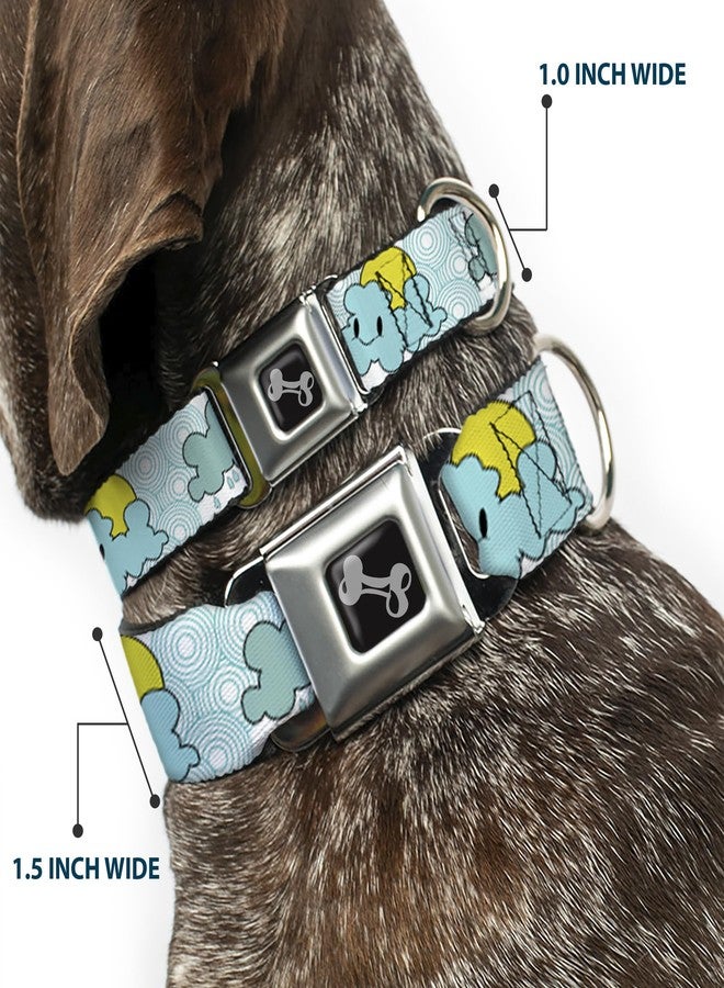 Buckle Down Dog Collar Seatbelt Buckle Cloudy Skies Rain Clouds White Blues 13 to 18 Inches 1.5 Inch Wide - Image 2