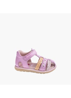 Pablosky Girls' Braided Sandals with Hook and Loop Closure  - Image 1