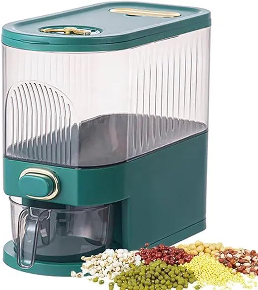 RELEMTRA Rice Bucket With Measuring Cup Airtight Rice Dispenser Large Capacity Cereal Storage Container For Kitchen Organization Ideal For Rice Soybeans Corn Oatmeal - Image 1