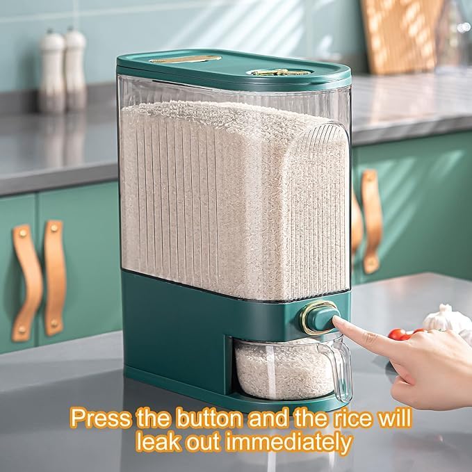 RELEMTRA Rice Bucket With Measuring Cup Airtight Rice Dispenser Large Capacity Cereal Storage Container For Kitchen Organization Ideal For Rice Soybeans Corn Oatmeal - Image 3