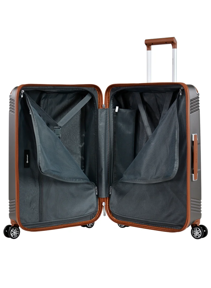 eminent Hard Case Travel Bag Medium Luggage Trolley Polycarbonate Lightweight Suitcase 4 Quiet Double Spinner Wheels With Tsa Lock KK10 Gold Grey