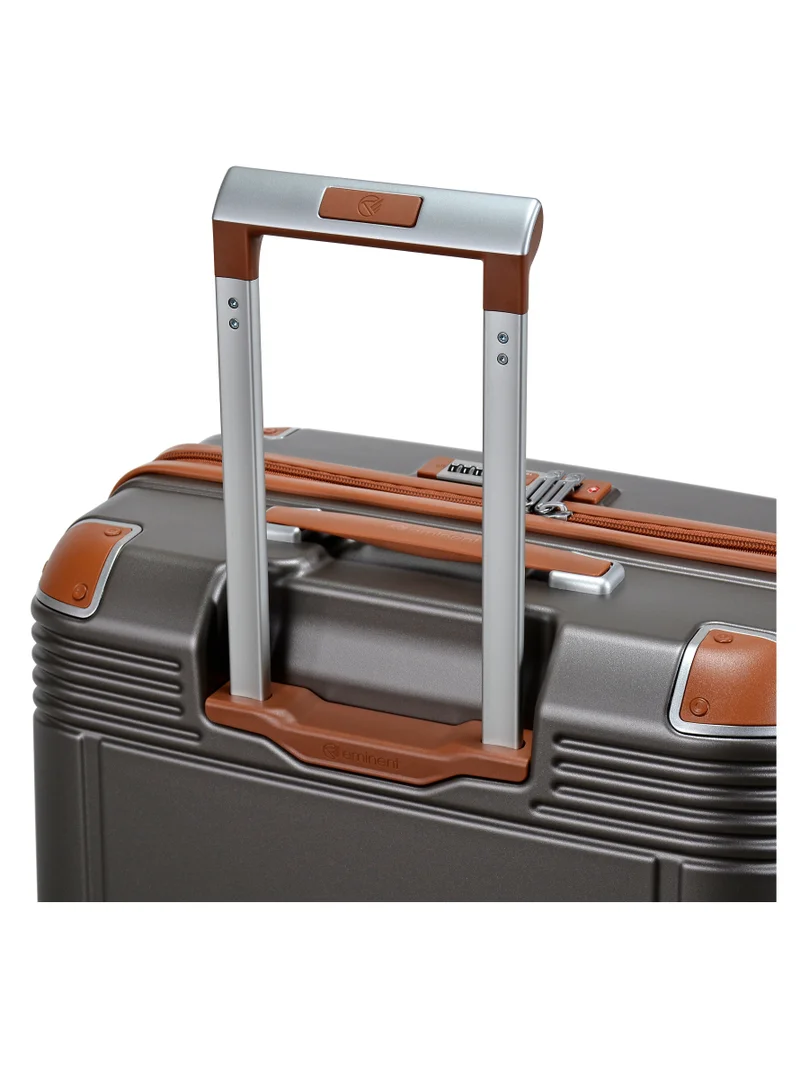 eminent Hard Case Travel Bag Medium Luggage Trolley Polycarbonate Lightweight Suitcase 4 Quiet Double Spinner Wheels With Tsa Lock KK10 Gold Grey