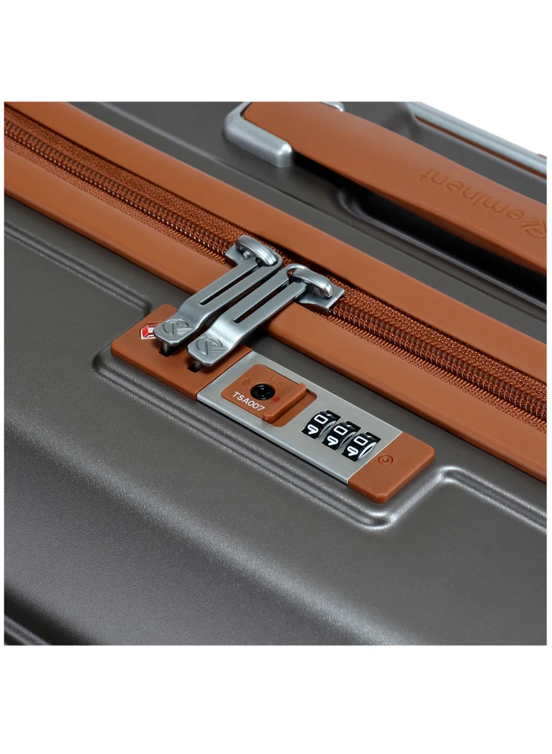 eminent Hard Case Travel Bag Medium Luggage Trolley Polycarbonate Lightweight Suitcase 4 Quiet Double Spinner Wheels With Tsa Lock KK10 Gold Grey