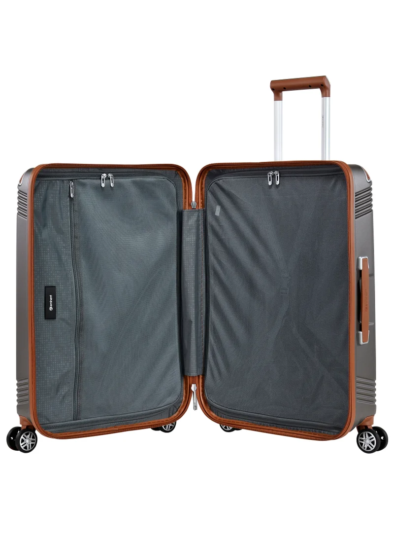 eminent Hard Case Travel Bag Medium Luggage Trolley Polycarbonate Lightweight Suitcase 4 Quiet Double Spinner Wheels With Tsa Lock KK10 Gold Grey