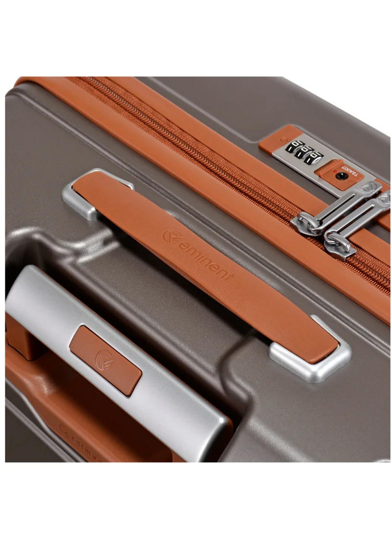 eminent Hard Case Travel Bag Medium Luggage Trolley Polycarbonate Lightweight Suitcase 4 Quiet Double Spinner Wheels With Tsa Lock KK10 Gold Grey