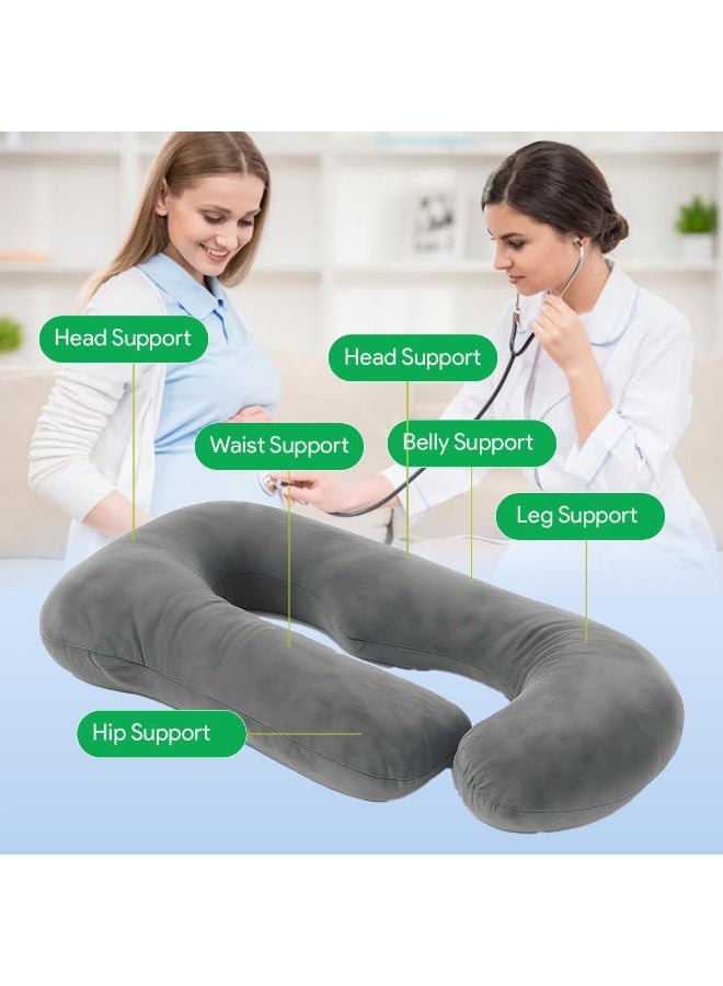 Pregnancy Pillow, Full Body Maternity Pillow for Pregnant Women, Sleeping Support for Back, Hips, Legs, Belly, Pain Relief, Ergonomic Orthopedic Cushion (Grey) - Image 2
